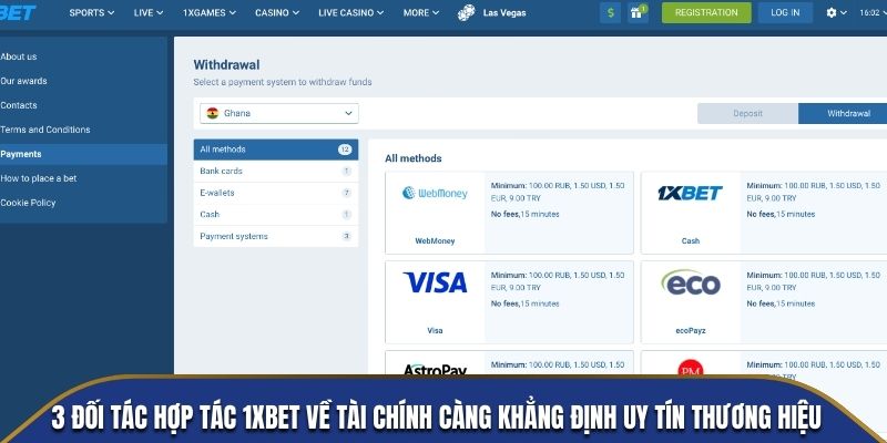 3 đối tác hợp tác 1xbet về tài chính càng khẳng định uy tín thương hiệu